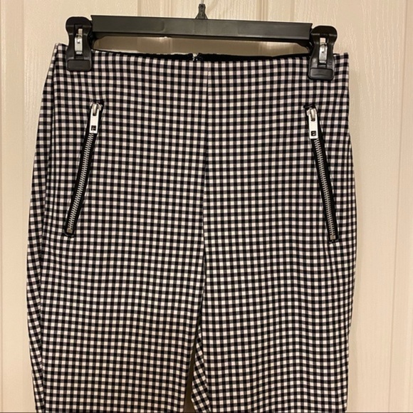 RAG & BONE Black/White Gingham Simone Zip Pocket Pants in Black/White Size 0 - Picture 3 of 10